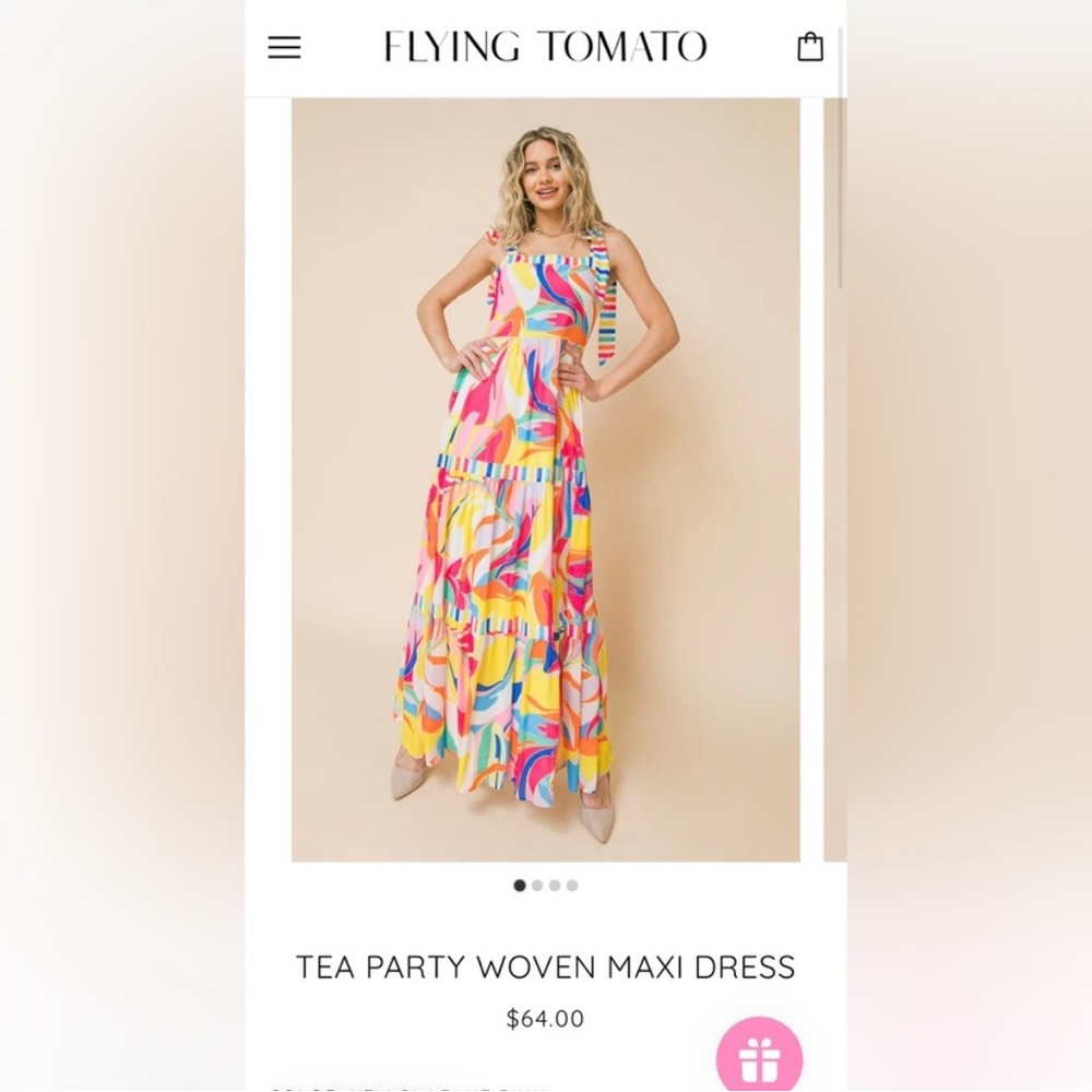 New NWOT Flying Tomato Tea Party Woven Printed Maxi Dress ✨ Line ✨ Zip Closure - Picture 2 of 3